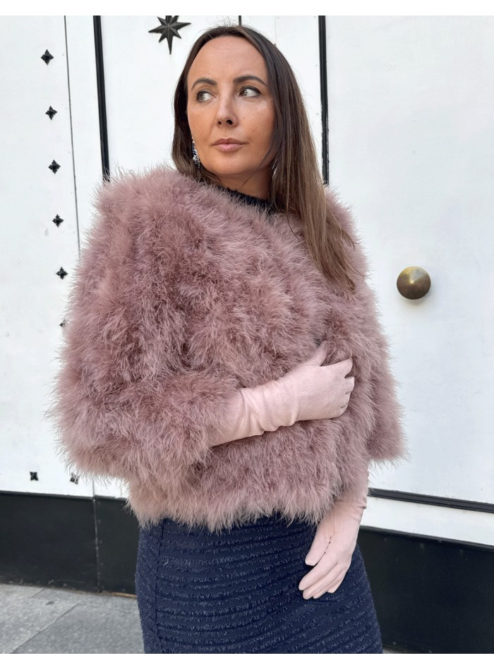 Guantes de antelina rosa para invitada sinteticos