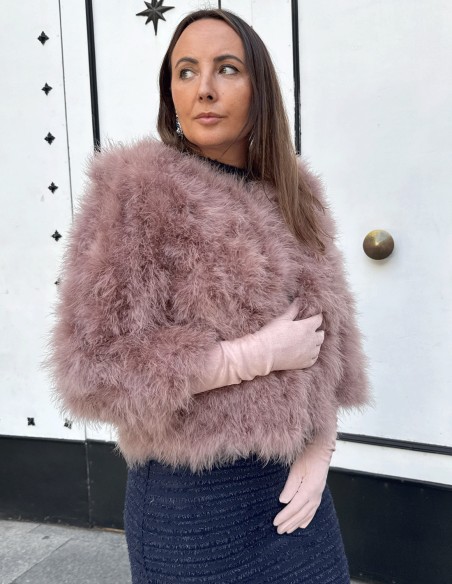 Guantes de antelina rosa para invitada sinteticos