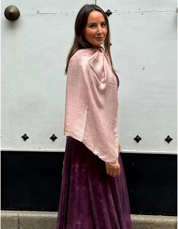 Pink satin texture shawl for wedding guests 2