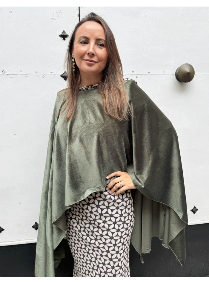 Olive green velvet cape