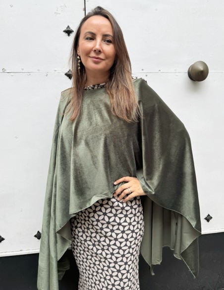 Olive green velvet cape