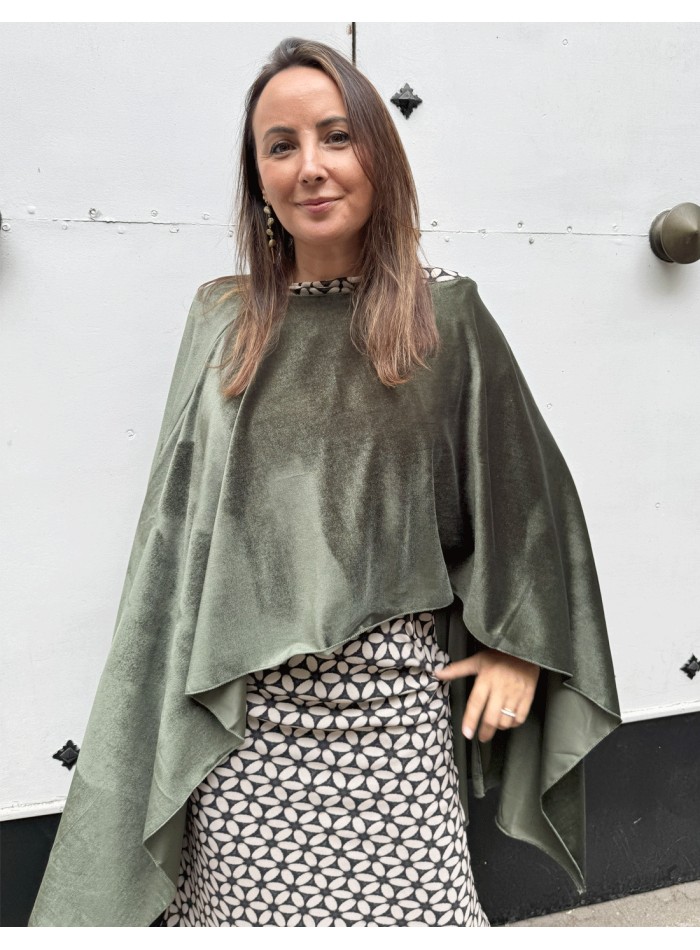 Olive green velvet cape