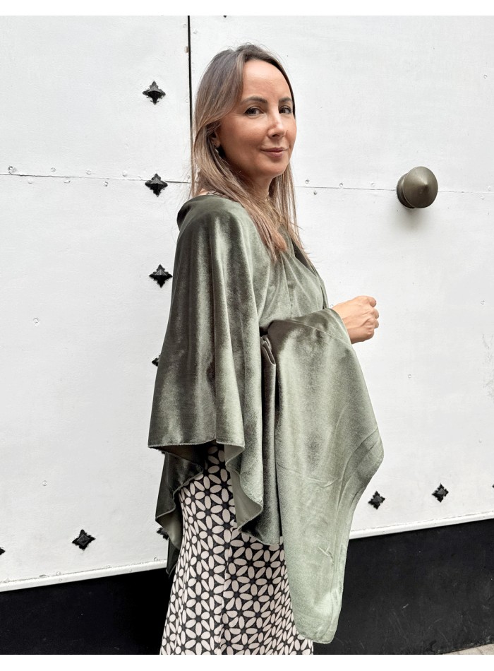 Olive green velvet cape