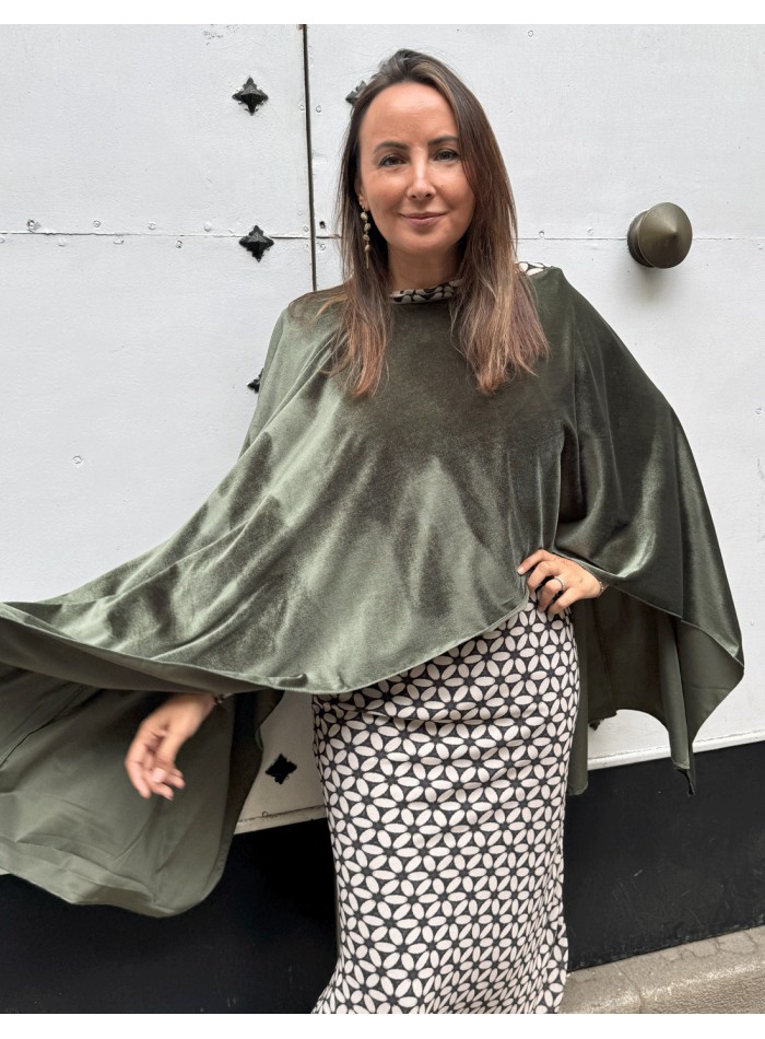 Olive green velvet cape