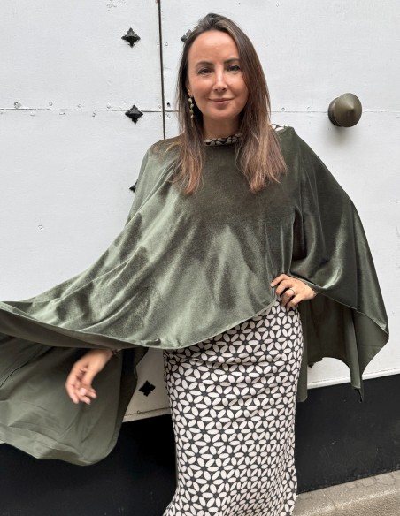 Olive green velvet cape