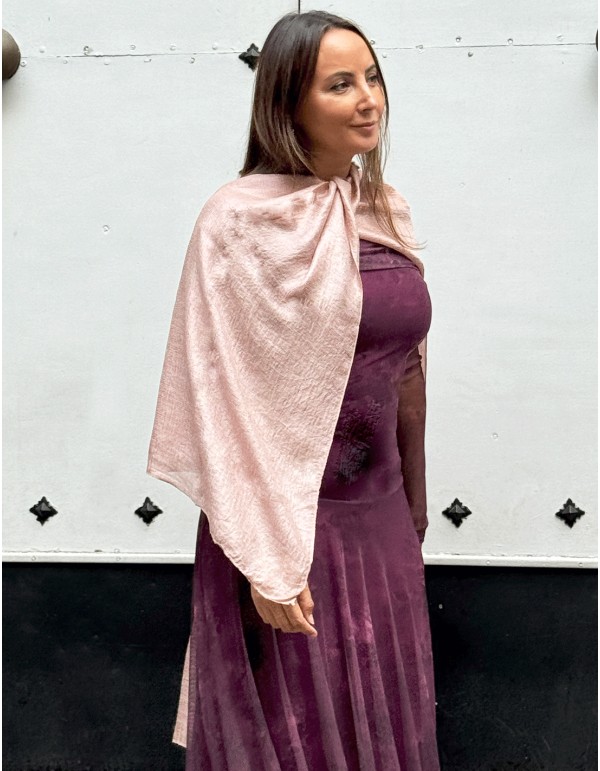 Pink satin texture shawl for wedding guests