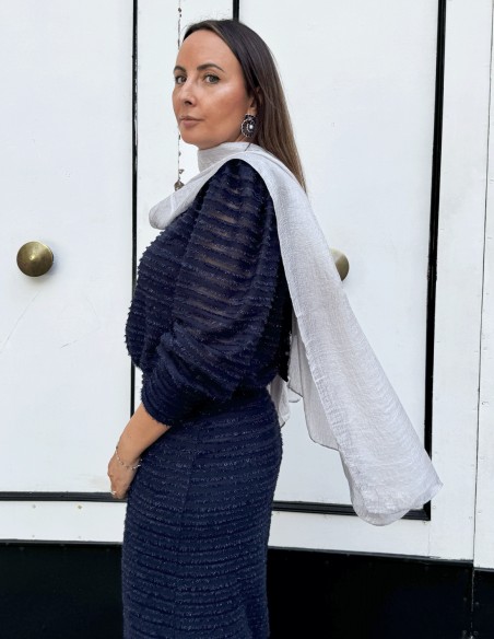 Silver party shawl for wedding guests