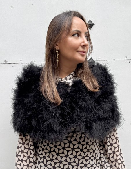 Black ostrich feather stole for wedding guests