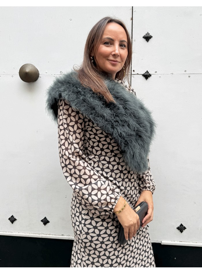 Étole en plumes d'autruche de couleur verte