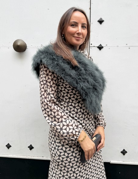 Étole en plumes d'autruche de couleur verte