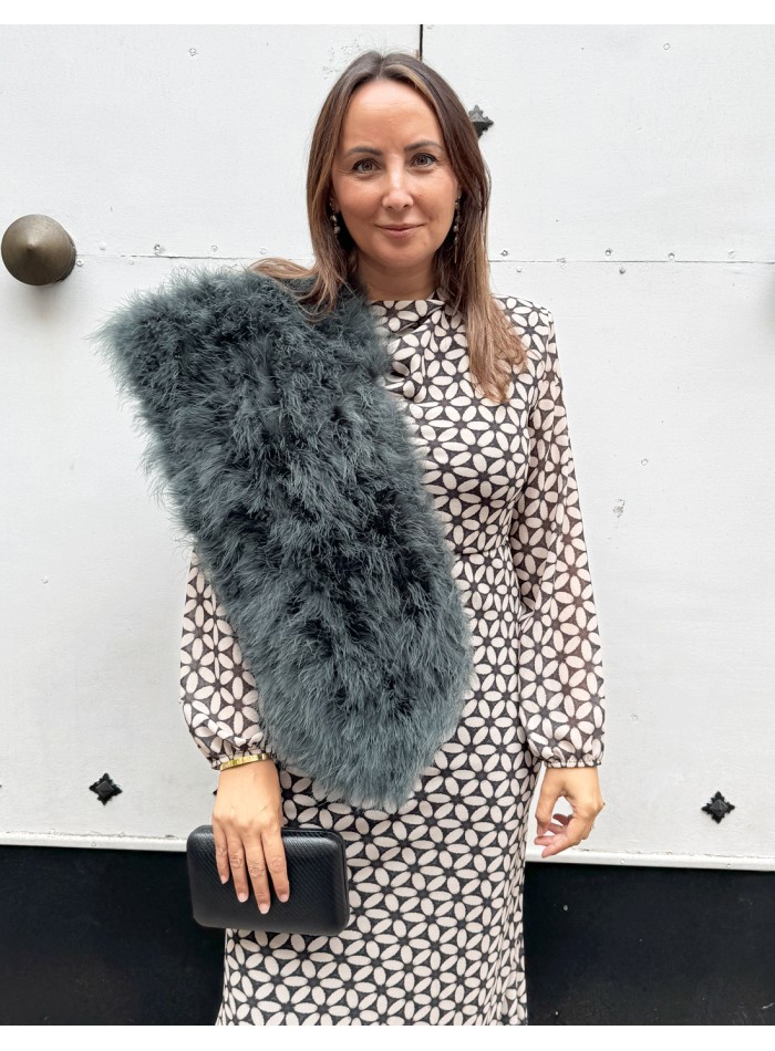 Étole en plumes d'autruche de couleur verte