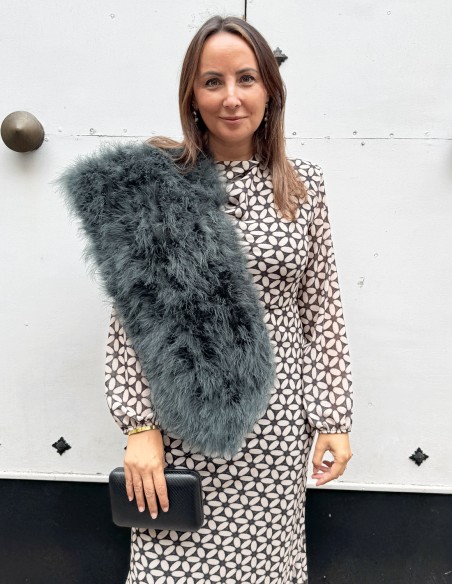 estola de pluma de avestruz natural