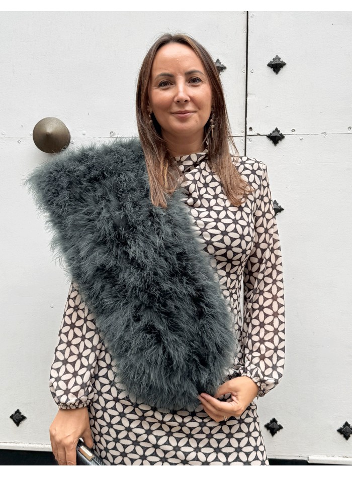 Étole en plumes d'autruche de couleur verte