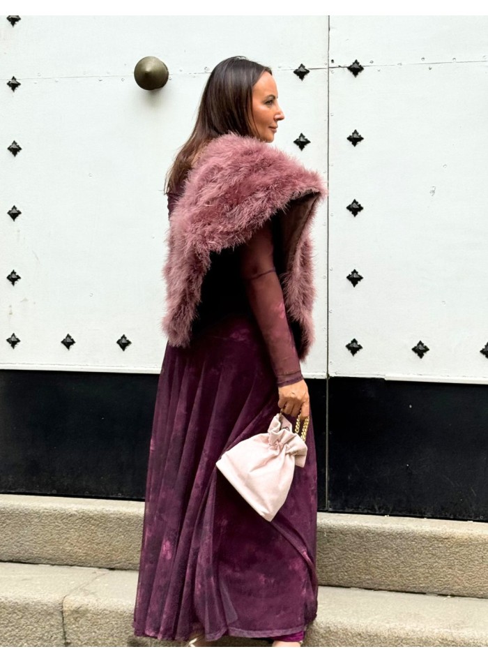 Ostrich feather guest stole in old pink color