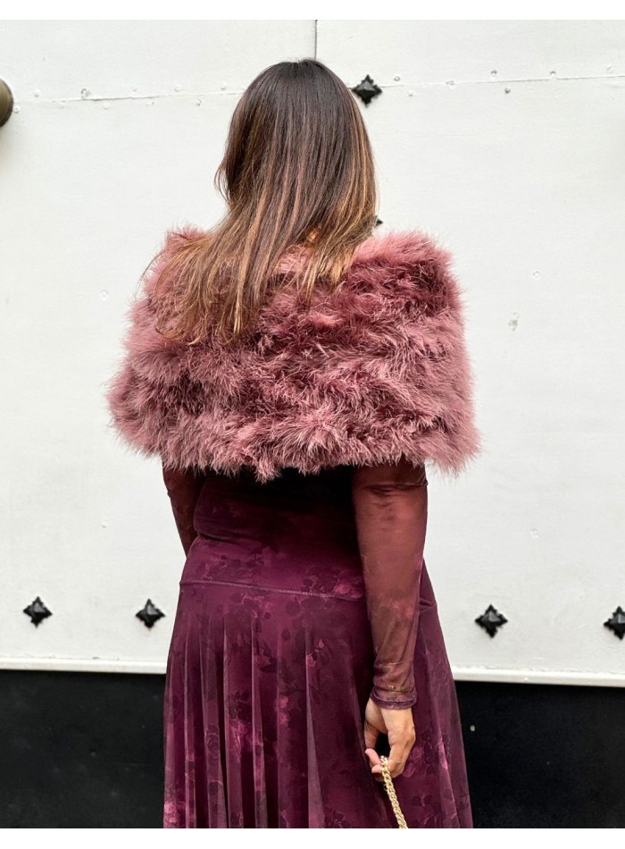 Ostrich feather guest stole in old pink color