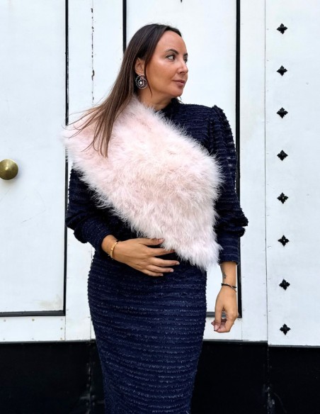 Ostrich feather guest stole in powdered pink