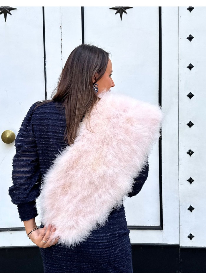 Ostrich feather guest stole in powdered pink