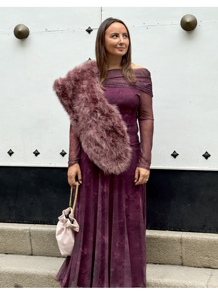 Ostrich feather guest stole in old pink color