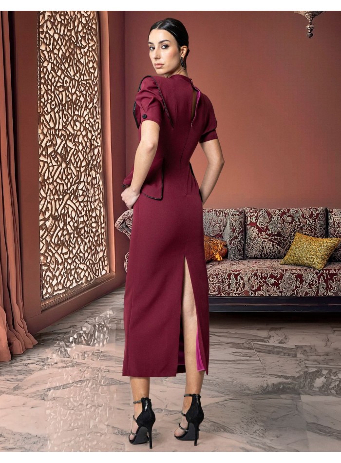 Vestido midi de fiesta con cuello perkins y...