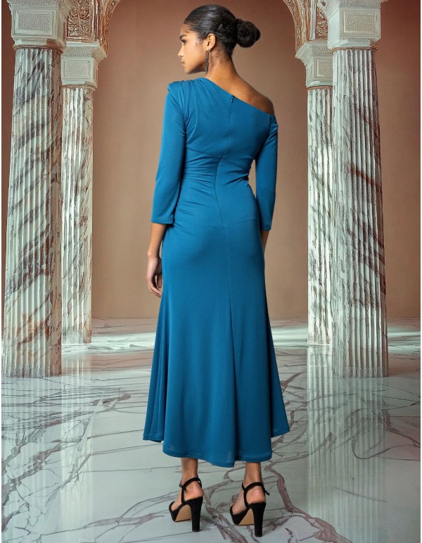 Knitted midi dress with asymmetric neckline and floaty skirt 2