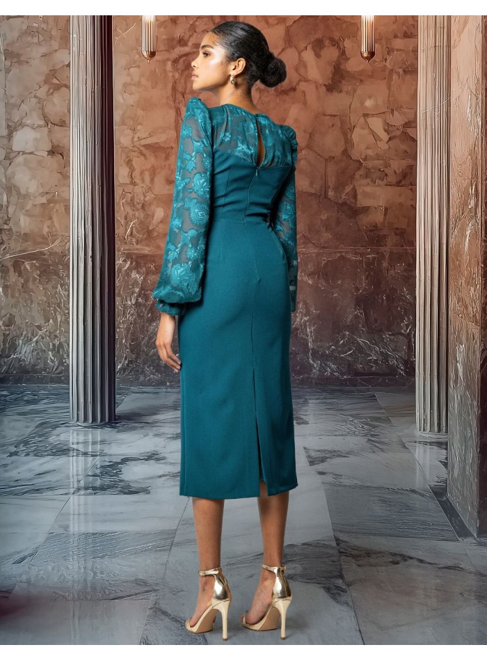Robe midi en mousseline de soie à imprimé...