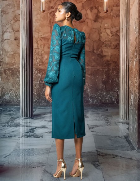 Robe midi en mousseline de soie à imprimé floral avec encolure licou découpée