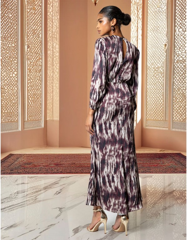 Vestido midi estampado con escote cut-out y falda con vuelo 2