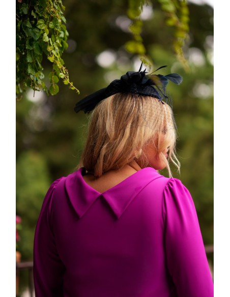 Ensemble pantalon et veste avec détails en plumes