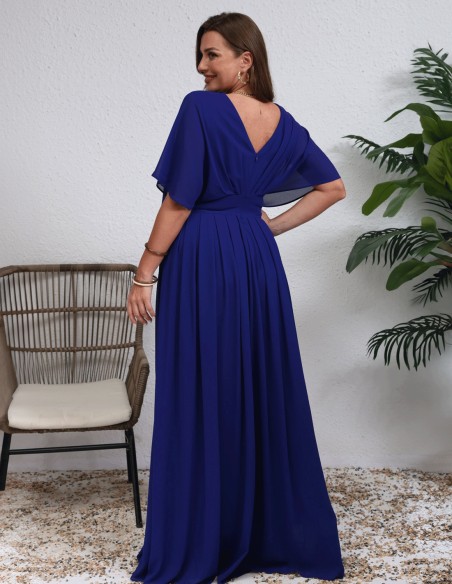 Vestido de fiesta con escote pico y manga en talla grande