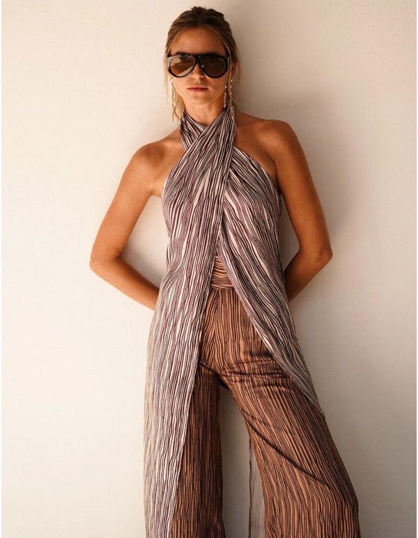 Top largo con rayas en color crudo 2