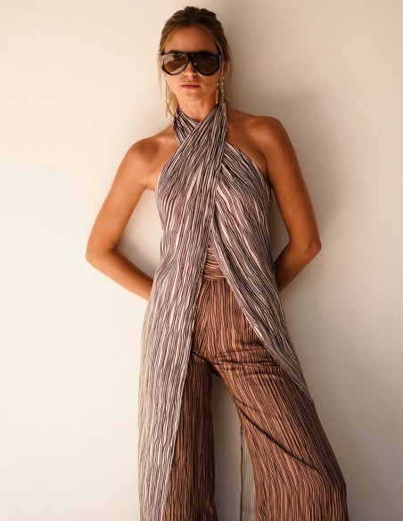 Long top with ecru stripes