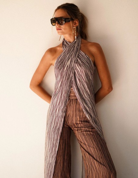 Long top with ecru stripes