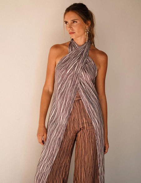 Long top with ecru stripes
