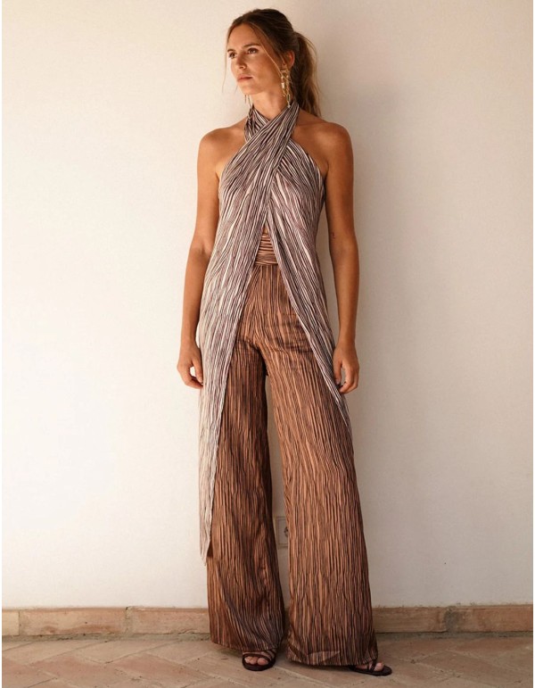 Guest pants with stripes in brown tones