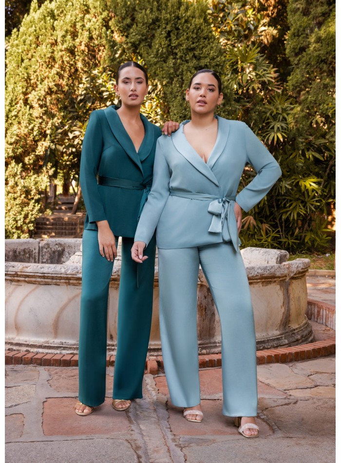 Guest jacket suit with lace trimming