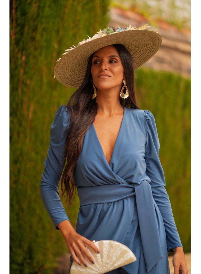 Conjunto de chaqueta cruzada y pantalón recto con fajín para eventos especiales