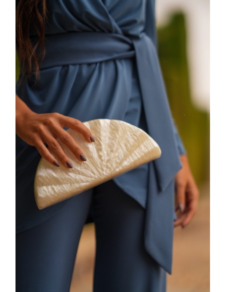 Ensemble veste croisée et pantalon droit avec ceinture