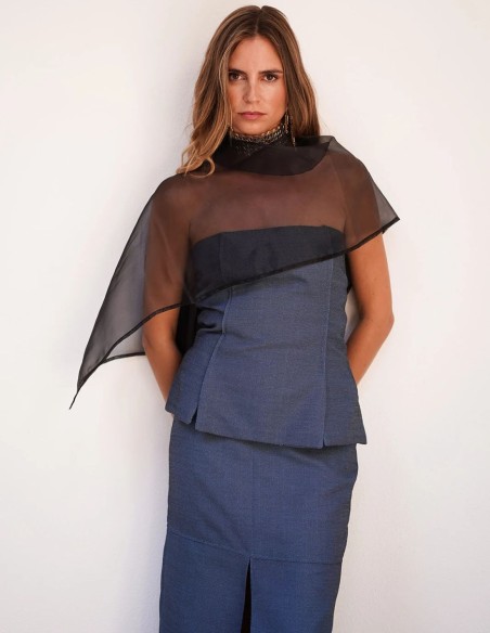 Cape en organza noir