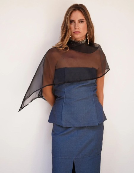 Black organza cape