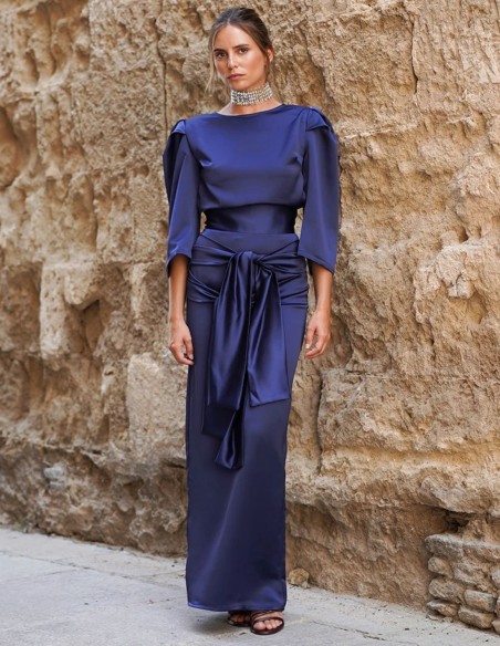 Long satin skirt with double lacing in front