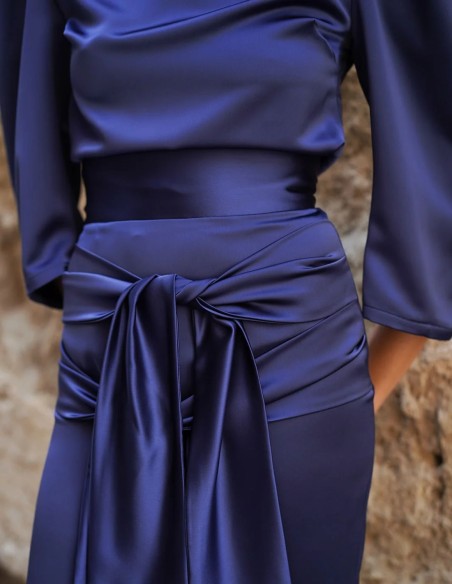 Long satin skirt with double lacing in front