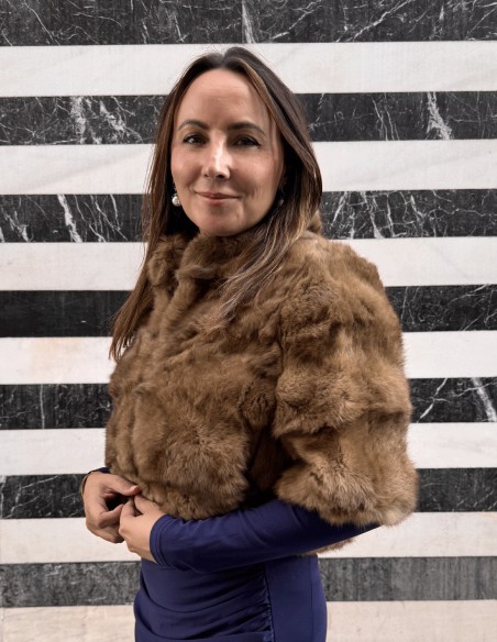 Boléro en fourrure de lapin marron