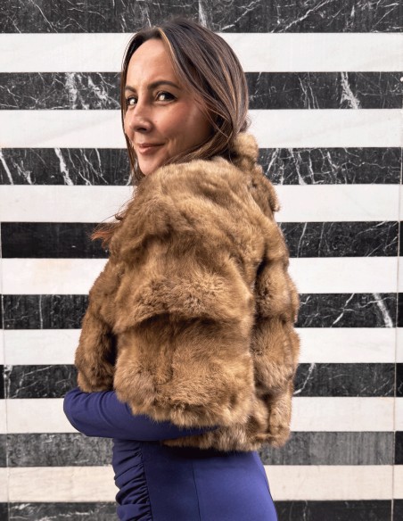 Brown rabbit fur bolero jacket