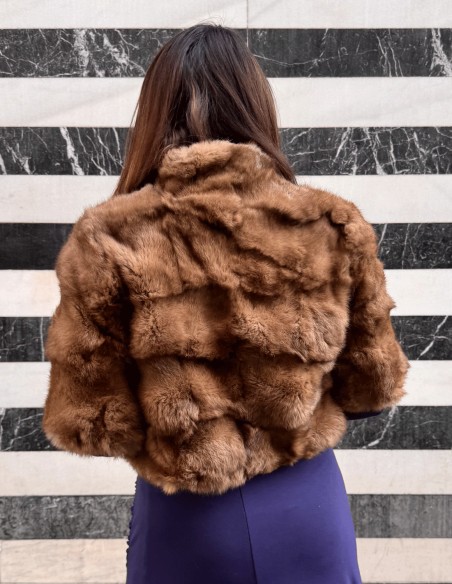 Brown rabbit fur bolero jacket