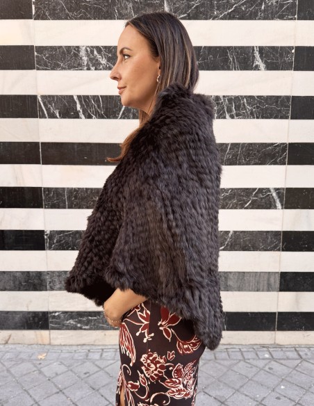 Brown braided rabbit long coat