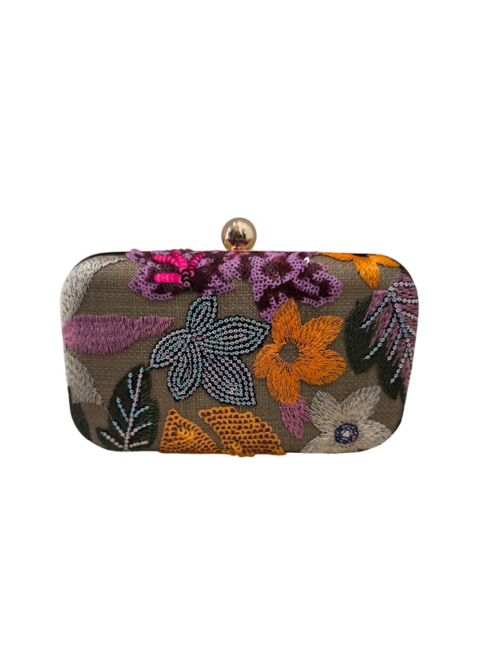 Bolso de fiesta con tejido bordado multicolor