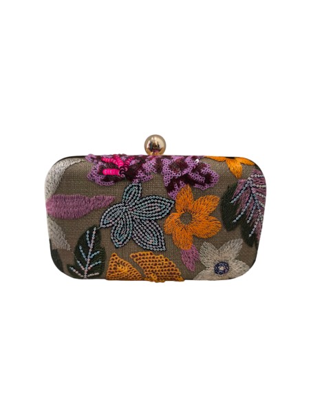 Bolso de fiesta con tejido bordado multicolor