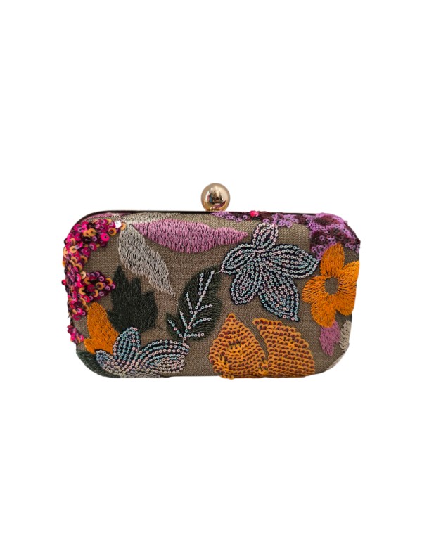 Sac de soirée en tissu brodé multicolore 2
