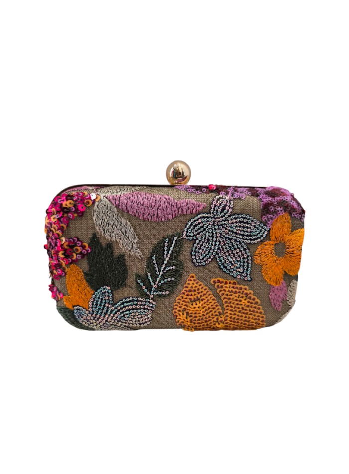 Sac de soirée en tissu brodé multicolore