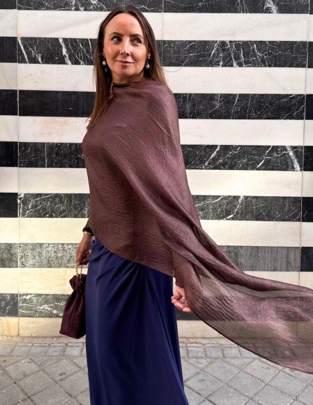 Fular de invitada marrón chocolate